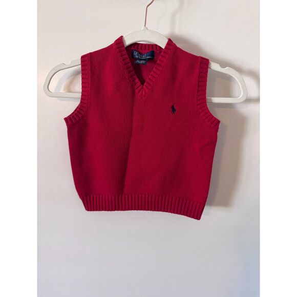 Polo Ralph Lauren Childrens Size 5 Red Sweater Vest Cotton Embroidery - Picture 3 of 3